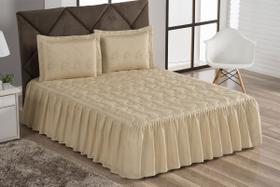 Cobre Leito Colcha Casal Padrão Bordada Margadona 3 Peças Cor Bege Cobre Leito Colcha Casal Padrão Bordada Margadona 3 Peças Cor Bege