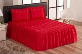 Cobre Leito Colcha Casal Padrão Bordada Margadona 3 Peças Cor Vermelho Cobre Leito Colcha Casal Padrão Bordada Margadona 3 Peças Cor Vermelho