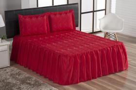 Cobre Leito Colcha Casal Padrão Bordada Margadona 3 Peças Cor Vermelho Cobre Leito Colcha Casal Padrão Bordada Margadona 3 Peças Cor Vermelho