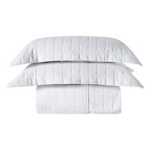 Cobre Leito Colcha Casal Padrão com 02 Porta Travesseiros Matelassê no MicroPercal 300 Fios Basic Branco