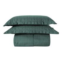 Cobre Leito Colcha Casal Queen com 02 Porta Travesseiros Matelassê no MicroPercal 300 Fios Basic Verde