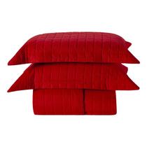 Cobre Leito Colcha Casal Queen com 02 Porta Travesseiros Matelassê no MicroPercal 300 Fios Basic Vermelho