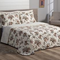 Cobre Leito Colcha Casal Queen Fascínio Percal 200 Fios Algodão Matelado a Linha 03 Peças