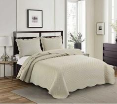 Cobre Leito Colcha Casal Queen Orla Camesa c Porta Travesseiro 2,40m x 2,60m 3D Dupla Face Ilusion