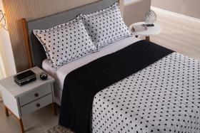 Cobre Leito Colcha Casal Super king 3 Peças Coração Preto Dupla Face Percal 200 Fios 100% Algodão