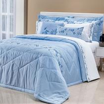 Cobre Leito Colcha Casal Super King Londres Bordada 05 Peças