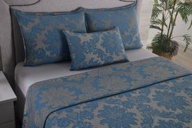 Cobre Leito Colcha Dália 4 peças - Super King - Azul, Edredom