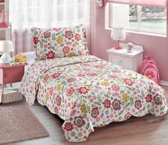 Cobre Leito Colcha Dupla Face Solteiro Infantil Evolution Patchwort Camesa Várias Estampas