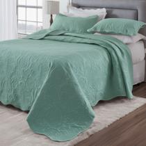Cobre Leito Colcha King Pratika Dupla Face 03 Peças - Verde Malva - 100% Poliéster Cobre Leito Colcha King Pratika Dupla Face 03 Peças - Verde Malva - 100% Poliéster