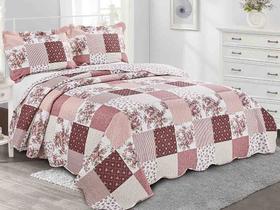 Cobre Leito Colcha King Size Dupla Face Evolution Patchwork Estampada Camesa