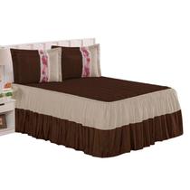 Cobre Leito Colcha Manta Casal Cama Box Queen 03 Peças Romance Estampa Digital Exclusiva e Guipir