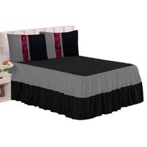 Cobre Leito Colcha Manta Casal Cama Box Queen 03 Peças Romance Estampa Digital Exclusiva e Guipir