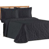 Cobre Leito Colcha Queen Mobili 03 Peças - Preto - 100% Poliéster