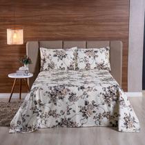 Cobre Leito Colcha Refúgio Piquet Casal Queen 3 Peças - Floral Marrom Cobre Leito Colcha Refúgio Piquet Casal Queen 3 Peças - Floral Marrom