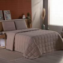 Cobre Leito Colcha Sereno Casal Em Malha Cáqui 100% Algodão Cobre Leito Colcha Sereno Casal Em Malha Cáqui 100% Algodão