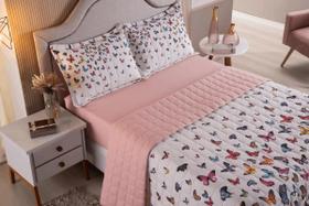 Cobre Leito Colcha Solteiro 2 Peças Borboletas 100% Algodão Matelado