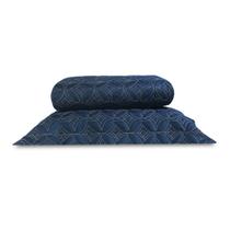 Cobre Leito Colcha Solteiro 2 Peças Bordado Luxury Azul Marinho