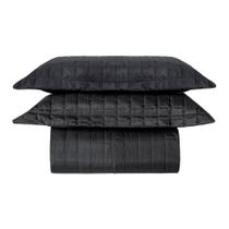 Cobre Leito Colcha Solteiro Com Porta Travesseiros Matelassê Percal 300 Fios Basic 100% Poliéster - Preto Cobre Leito Colcha Solteiro Com Porta Travesseiros Matelassê Percal 300 Fios Basic 100% Poliéster - Preto