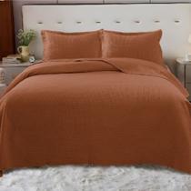 Cobre Leito Colcha Sublyme King 3 Peças - Terracota - 100% Poliéster Cobre Leito Colcha Sublyme King 3 Peças - Terracota - 100% Poliéster