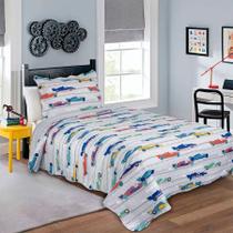 Cobre Leito Colcha Teen Patchwork Solteiro feminino Infantil Menina Dupla Face 02 Peças