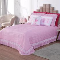 Cobre Leito Com Babado Bordado Ballet Queen 7 Peças - Na Cor Rosa Cobre Leito Com Babado Bordado Ballet Queen 7 Peças - Na Cor Rosa