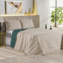 Cobre Leito Dalu King Hipercal 200 Fios Bordado 3 Peças 100% Poliéster - Avela Com Verde