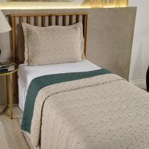 Cobre Leito Dalu Solteiro Hipercal 200 Fios Bordado 2 Peças 100% Poliéster - Avela Com Verde