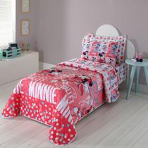 Cobre Leito Dupla Face Disney - Mickey/Minnie/Toy Story/Carros/Princesas - Infantil - Solteiro