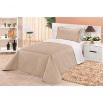 Cobre Leito Dupla Face Solteiro Clara 02 Peças - Branco-cáqui - Produto Queridinho!