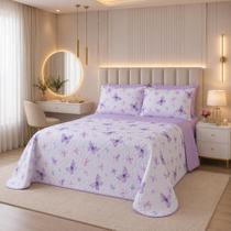 Cobre Leito Esmeralda Sofisticado 3 Peças Matelado Floral Bege Rosê Lançamento Premium Casal Queen King