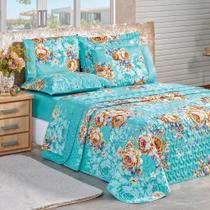 Cobre Leito Estampado Micropercal 200 Fios Naturale Solteiro 02 Peças - Jasmine.