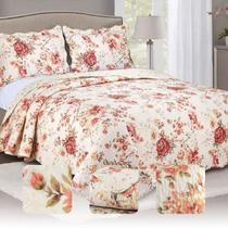 Cobre leito estampado tamanho queen 3 peças colcha bouti