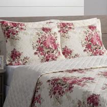 Cobre Leito Fascinação Padrão 3 Peças - Floral Vermelho - 80% Poliéster, 20% Algodão Cobre Leito Fascinação Padrão 3 Peças - Floral Vermelho - 80% Poliéster, 20% Algodão