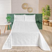 Cobre Leito Flora King Matelado Liso Percal 300 Fios Kit 03 Peças