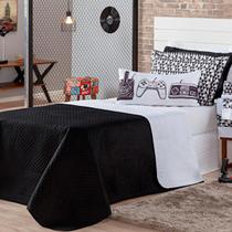 Cobre Leito Game Retrô Dupla Face c/ Almofada Solteiro 04 Peças