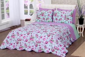 Cobre Leito Garden Floral Matelado Casal Queen Dupla face 03 Peças