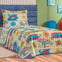 Cobre Leito Infantil Menino Dinossauro Estampado Dupla Face 2 Peças Tecido Microfibra