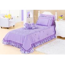 Cobre Leito Infantil para Menina 3Pçs com Bordado Jardine Cobre Leito Infantil para Menina 3Pçs com Bordado Jardine