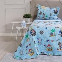 Cobre Leito Infantil Solteiro com Porta Travesseiro Kids TREASURE - Bene Casa Cobre Leito Infantil Solteiro com Porta Travesseiro Kids TREASURE - Bene Casa