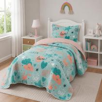 Cobre Leito Infantil Solteiro Estampado 2 Peças Super Macio Conforto Criança