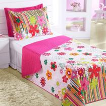Cobre Leito Infantil Solteiro - Garden Pink2 Peças - Aquarela Enxovais Cobre Leito Infantil Solteiro - Garden Pink2 Peças - Aquarela Enxovais
