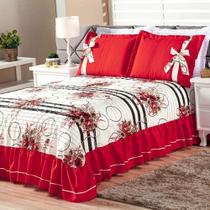 Cobre Leito Isabela Casal 3 Pecas - Floral Vermelho-preto - Alta Padrão de Fabricação Cobre Leito Isabela Casal 3 Pecas - Floral Vermelho-preto - Alta Padrão de Fabricação