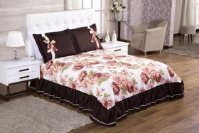 Cobre Leito Isabela Queen 3 Pecas - Floral Marrom Cobre Leito Isabela Queen 3 Pecas - Floral Marrom