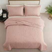 Cobre Leito King Com Porta Travesseiro Dupla Face 03 Peças Toque Macio Realce Rosê Cobre Leito King Com Porta Travesseiro Dupla Face 03 Peças Toque Macio Realce Rosê