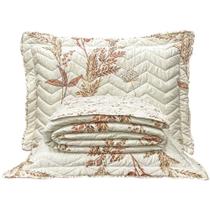 Cobre Leito King Confort Print Micropercal 300 Fios Toque De Algodão 3 Peças - Flores Damasco