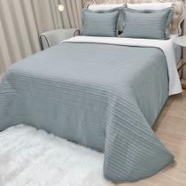 Cobre Leito King Dual 200 Fios Dupla Face 3 Peças - Cinza - Micropercal 100% Poliester