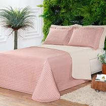 Cobre Leito King Dual 200 Fios Dupla Face 3 Peças - Rosê - Micropercal 100% Poliester