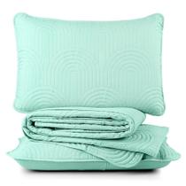 Cobre Leito King Dupla Face Riviera Micropercal 200 Fios Verde - 3 Peças