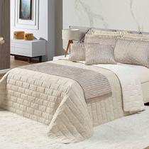 Cobre Leito King Dupla Face Super Luxo 200 Fios Kit 10 Peças Picasso Bege