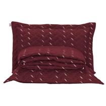 Cobre Leito King Heitor Bordado Hipercal 400 Fios 3 Peças - Vermelho Marsala - 100% Poliéster